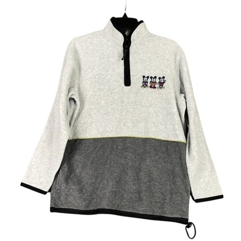 Vintage 90s Mickey Unlimited Pullover Fleece Mens S Embroidered Mock Neck Gray